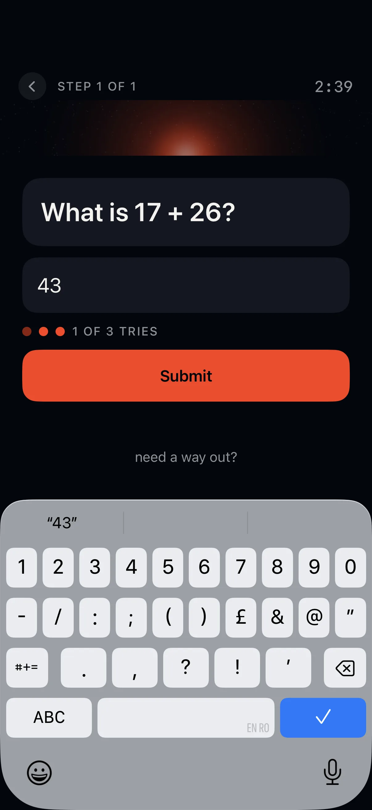 PPS quiz challenge screen